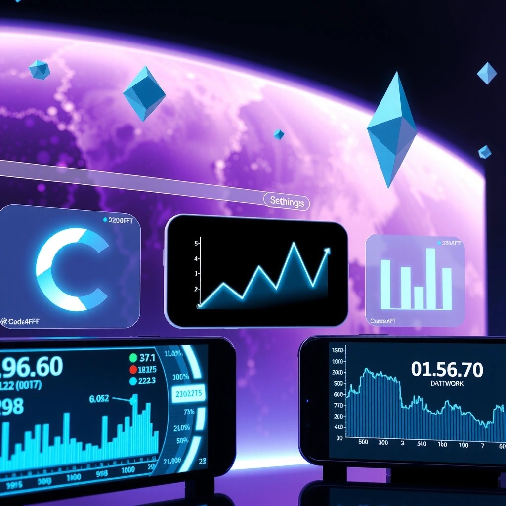 Galactic background with trading charts and space elements